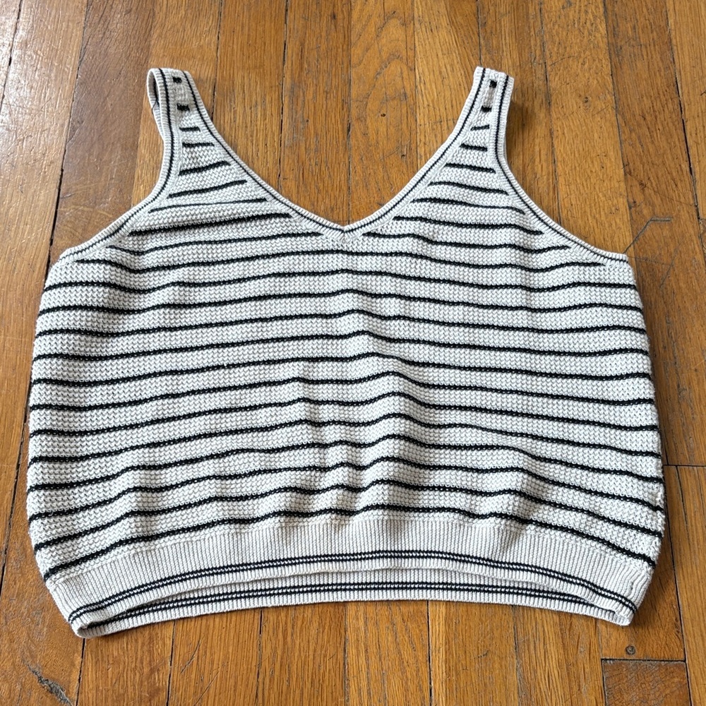 Marine Layer Black and White Striped Tank Top
